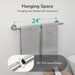 Brushed Nickel Towel Bar, 24-Inch Towel Racks for Bathroom