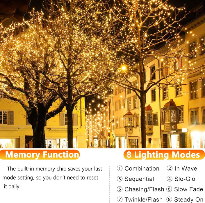 Solar Fairy Lights, 2-Pack Total 80FT 240LED Lights, Warm White