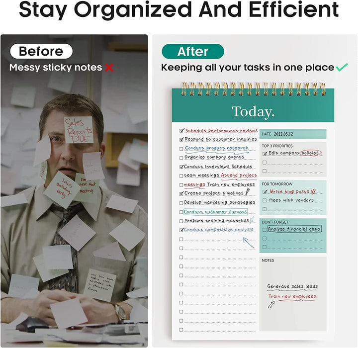 To Do List Notepad, Undated Daily Planner for Work and Goal Setting