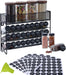 Spice Rack Organizer with 27 Spice Jars with Black Lids