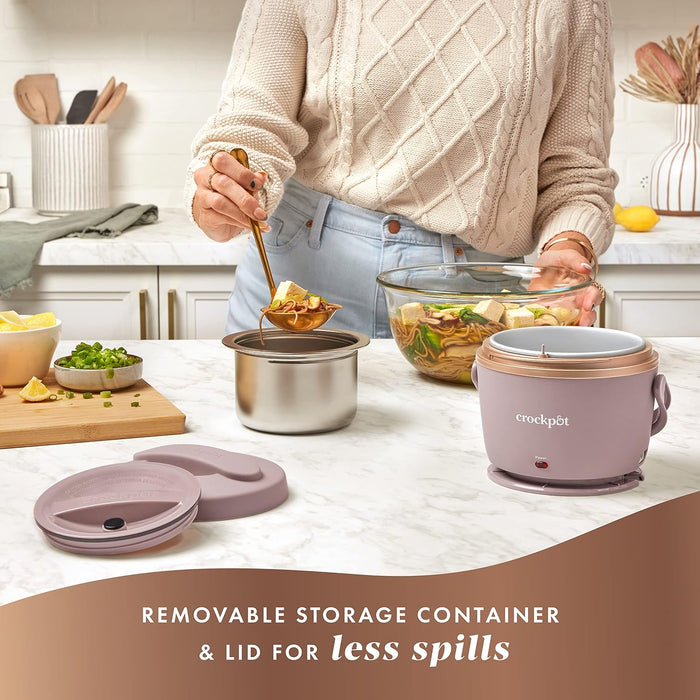 Electric Lunch Box, Portable Food Warmer for Travel, Car, On-the-Go, 20-Ounce, Blush Pink | Keeps Food Warm & Spill-Free