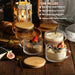4pcs Set Vintage Coffee Mugs gifts for women, Overnight Oats Containers with Bamboo Lids and Spoons - 14oz Clear Embosse