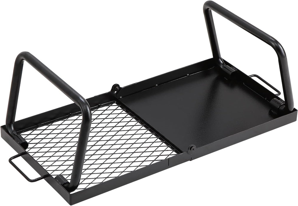 Folding Campfire Grill, Heavy Duty Steel Mesh Grate, 22.4" Portable Camping Grates Over Fire Pit, Camp Fire Cooking Equi