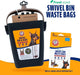 Swivel Bin & Rake Dog Pooper Scooper, Includes 2 Waste Bags