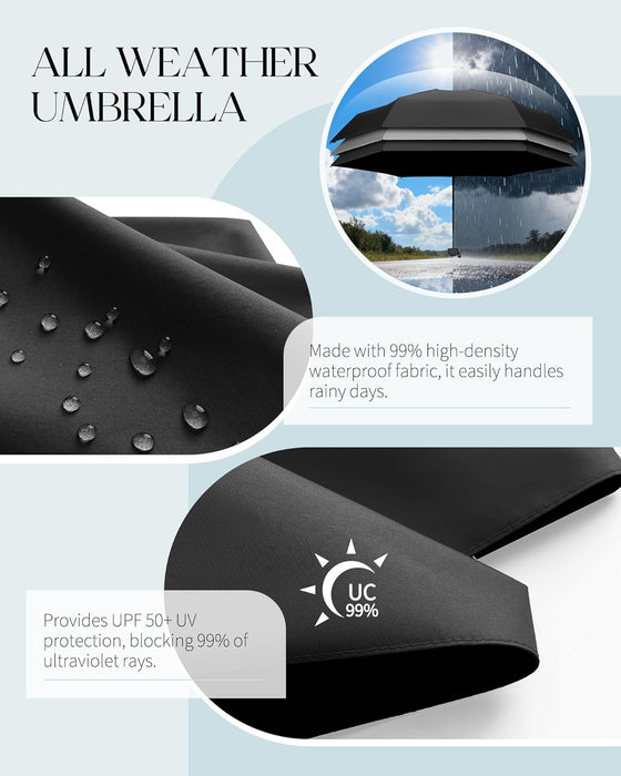 Mini Travel Umbrella with Case, Compact Pocket Size UV Sun & Rain