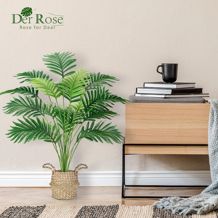 28" Fake Palm Tree, Artificial Floor Plant with Boho Woven Basket