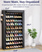 10-Tier Shoe Rack with Cover, Tall Shoe Shelf, 33" Wide, Black