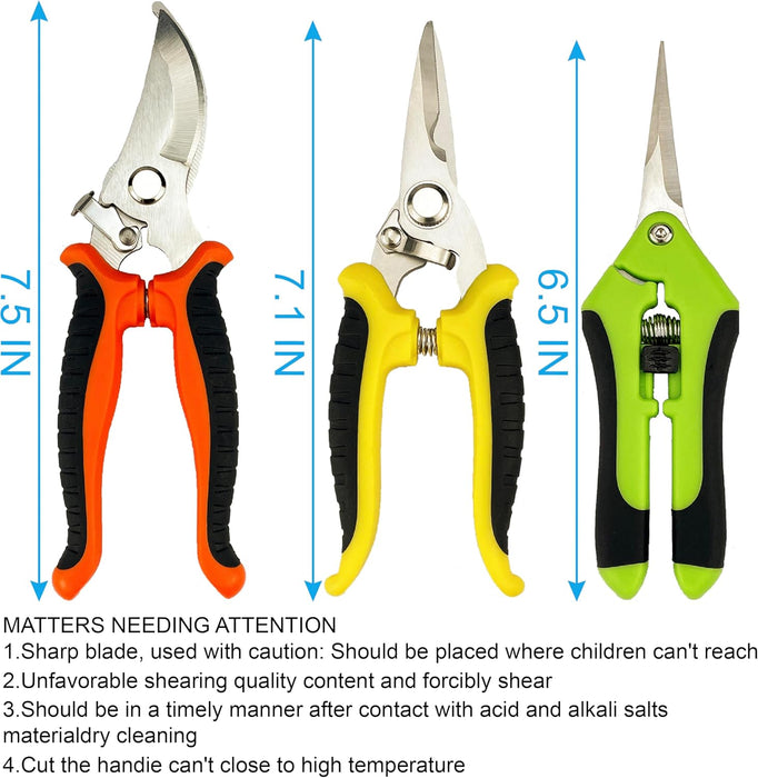 Pruning Shears, 5 Pack Garden Shears with Gardening gloves, Clippers Handheld, Stainless Steel Garden Snips, Pruners for
