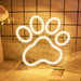 Dog Cat Paw Neon Sign for Wall Decor, Warm White Puppy Foot Print LED Signs