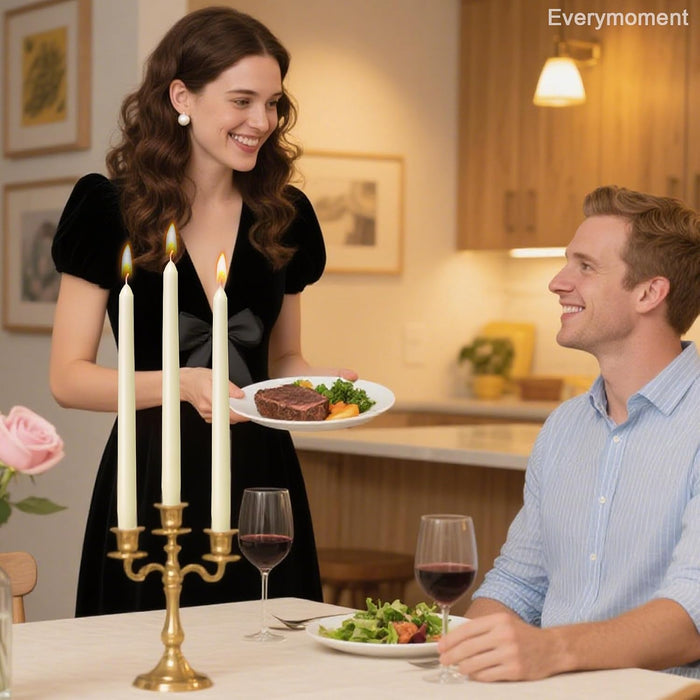 Ivory Taper Candles - 4 Pack 10 Inch Candlesticks - Dripless & Smokeless Tapered Candle 8 Hours Unscented Cream Candle S