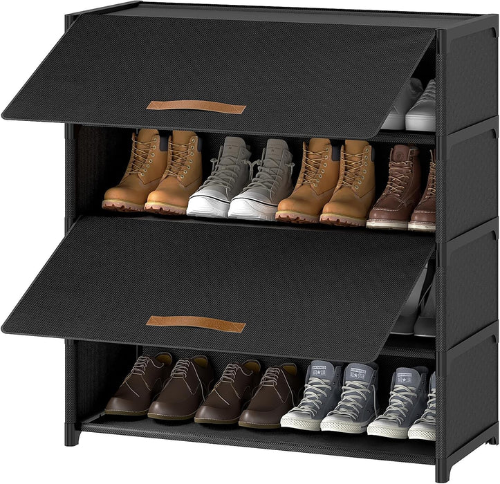 5 Tier Shoe Cabinet with Door, 20-Pair Storage, Black