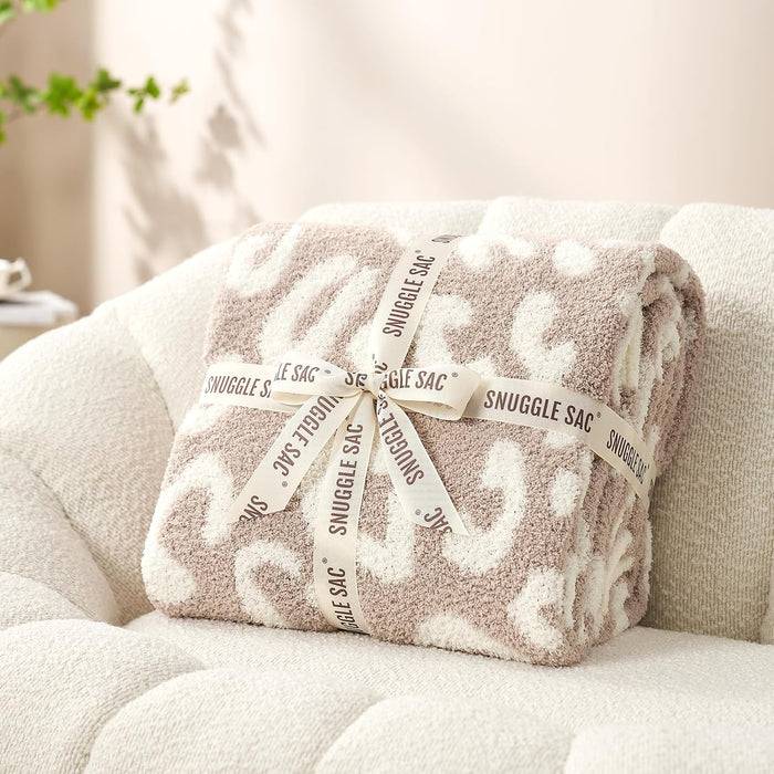 Leopard Throw Blanket for Couch Bed Sofa 50x60 inches, Reversible Beige Leopard Blanket Ultra Soft Cozy Blankets for Women Mothers Birthday Gifts