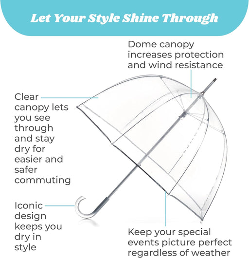 Adult Bubble Umbrella with Dome Canopy and Lightweight Wind and Rain Protection