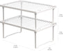 Space-Saving Stackable Metal Kitchen Cabinet Organizer Shelves for Dishes, Pantry Organization, 12.5" L x 8" D x 4.5" H, Set of 2, White