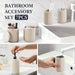 Bathroom Accessories Set - 7-Piece Resin Bathroom Set, Toothbrush Holders for Bathrooms, Soap Dispenser, Qtip Holder Dispenser, Tumbler, Soap Dish & Tray（Beige