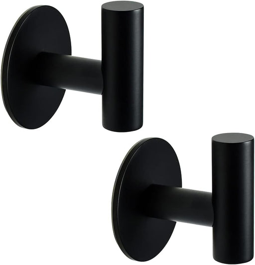 Matte Black Self Adhesive Stainless Steel Towel Hook (2-Pack)
