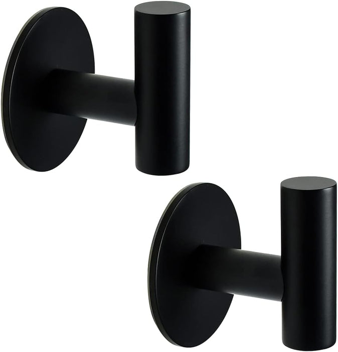 Matte Black Self Adhesive Stainless Steel Towel Hook (2-Pack)