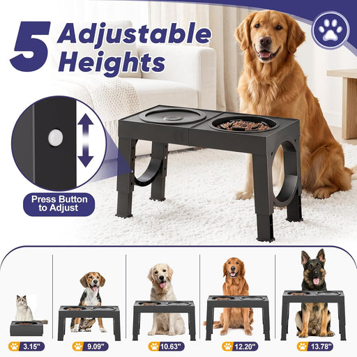Elevated Dog Bowls Large Breed Raised Dogs Bowl Stand Large/Medium Sized Dog Slow Feeder Dogs Bowls Food Water Stands 5 