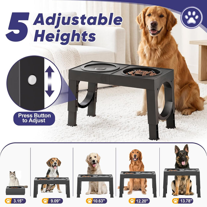 Elevated Dog Bowls Large Breed Raised Dogs Bowl Stand Large/Medium Sized Dog Slow Feeder Dogs Bowls Food Water Stands 5 