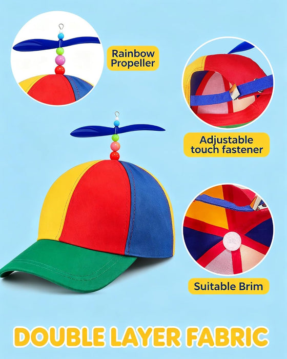Rainbow Propeller Hat for Adults Helicopter Baseball Cap Party