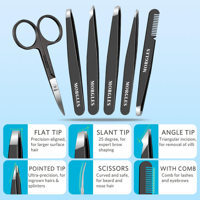 Tweezers Set for Men 9 Pcs Nail Clipper Kit with Case for Grooming
