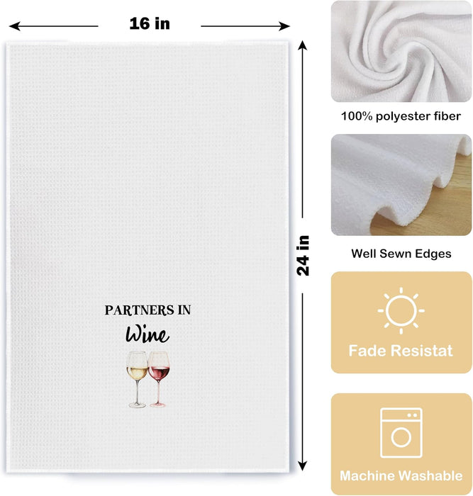 Funny Wine Kitchen Towel Set, Decor Gifts for Women & Wine Lovers, Funny Tea Towels, 2 x 16x24 Inch