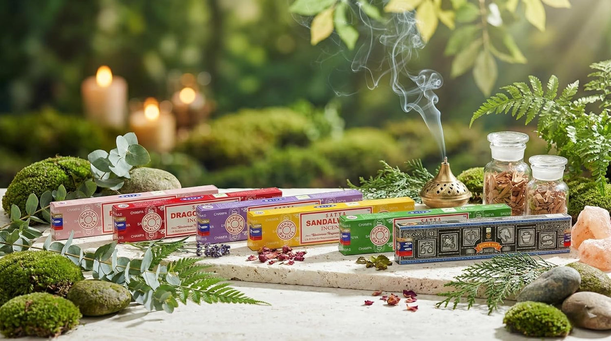 Incense Gift Set Nag Champa, Super hit, Dragon's Blood, Sandalwood, Patchouli, Lavender, Positive Vibes, 15 g