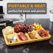 Charcuterie Board with Clear Lid, Portable Travel Cheese Cutting Boards for Picnic Accessories, Bamboo Serving Tray with Lids, House Warming Gifts, Black Handles, 8 Compartments