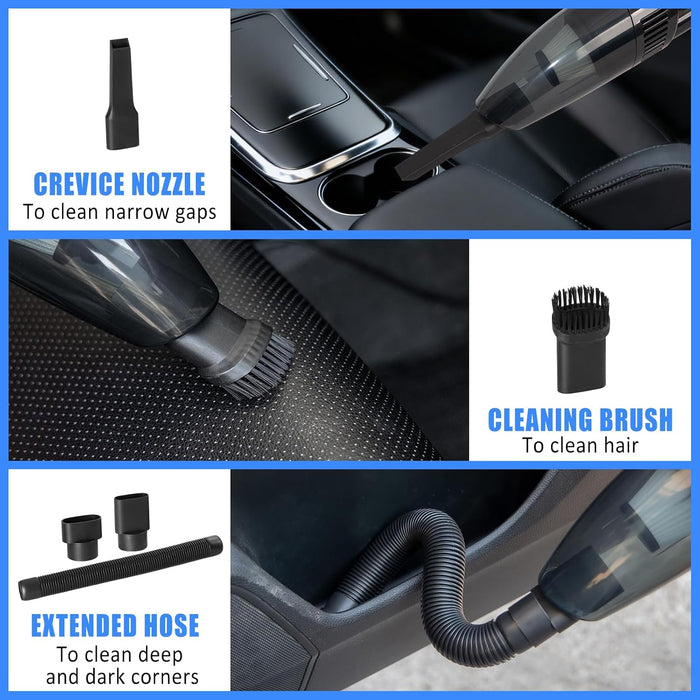 Car Cleaning Kit, Car Vacuum Interior Detailing Cleaner Kit with High Power Handheld Vacuum, Brush Set, Windshield Tool,