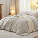 King Comforter Set Prewashed Soft Bedding Set 3Pcs Beige 104"x90"