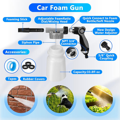 Car Detailing Kit with Foam Gun, Car Wash Mop for Deep Cleaning