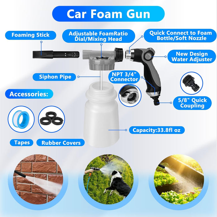Car Detailing Kit with Foam Gun, Car Wash Mop for Deep Cleaning