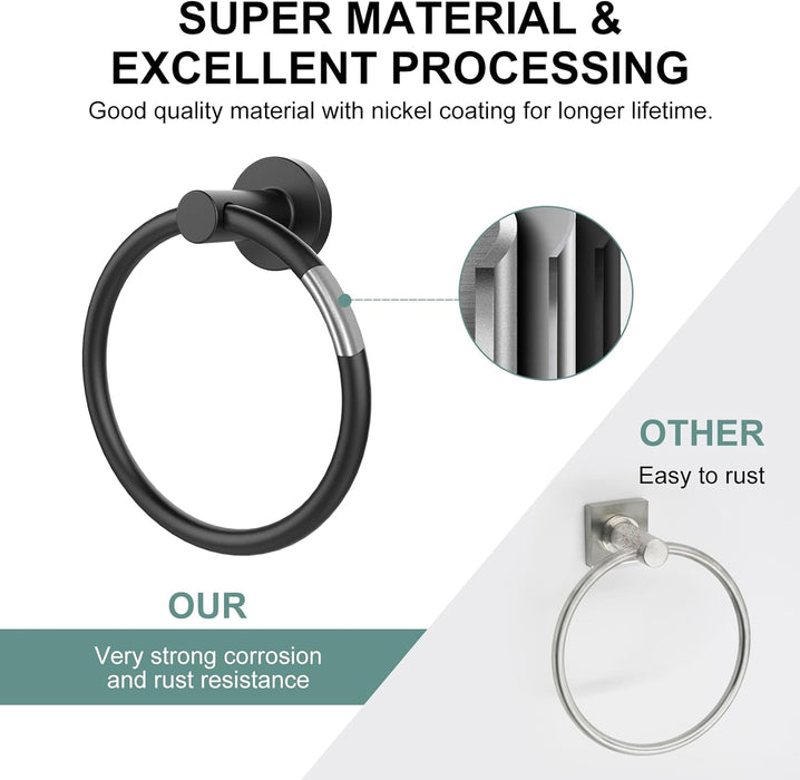 Towel Holder for Bathroom Wall Matte Black Towel Ring