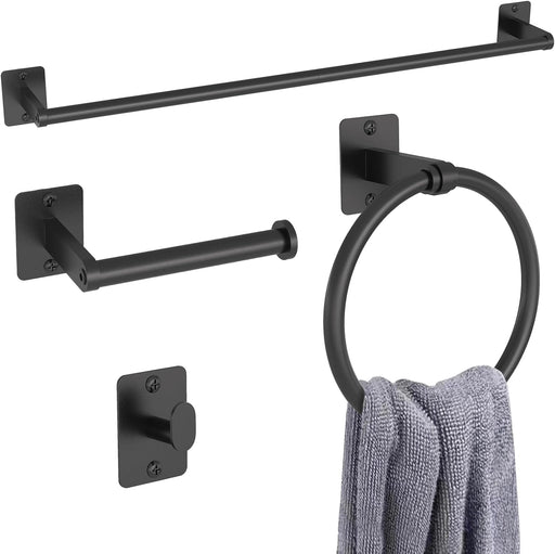 Black Bathroom Accessories Set, 4-Piece Bathroom Hardware Set