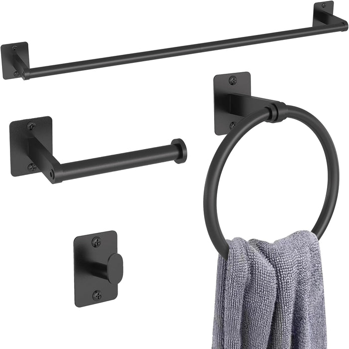 Black Bathroom Accessories Set, 4-Piece Bathroom Hardware Set