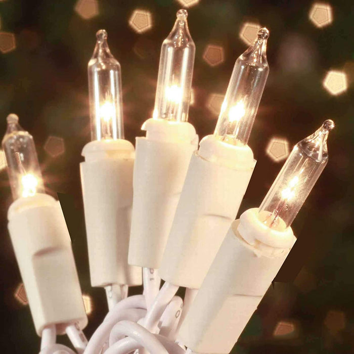 Christmas Lights 100 Count Mini Clear Lights 21ft White Wire Christmas Tree String Lights Set for Outdoor Indoor Christm