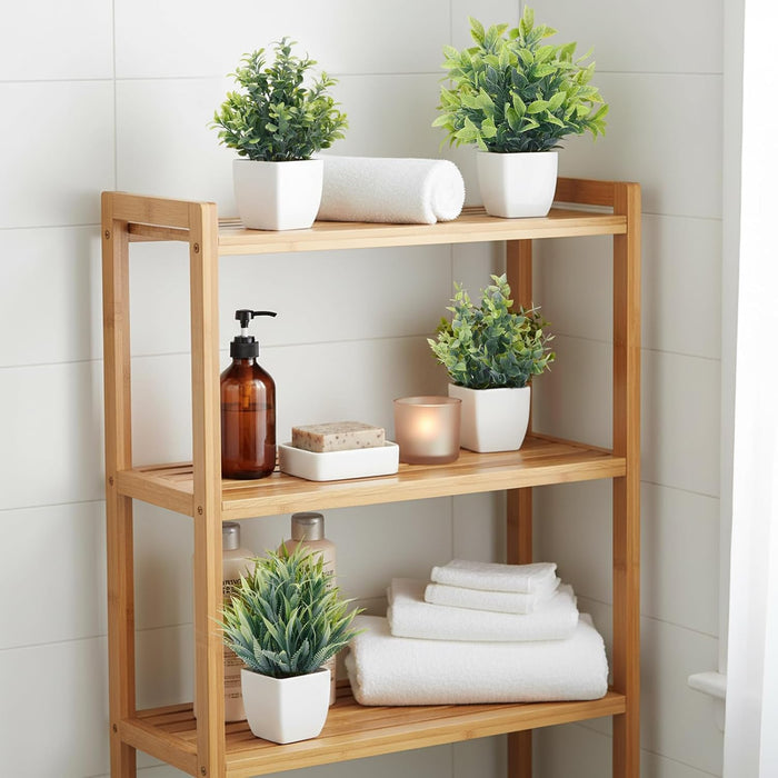 Fake Plants 4 Packs Small Artificial Greenery Mini White Potted Plants Bathroom Accessories Decorations for Desk Bathroom Office Home Room Kitchen Table Indoor