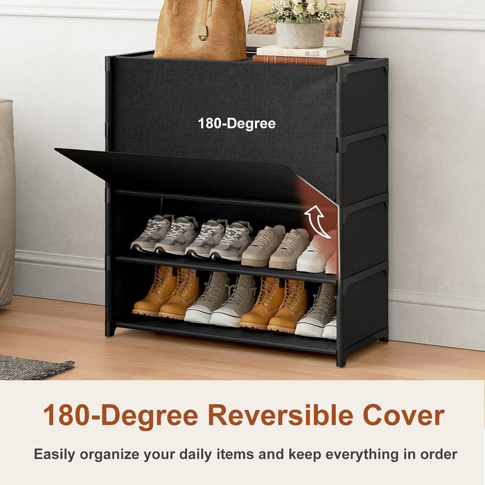 5 Tier Shoe Cabinet with Door, 20-Pair Storage, Black