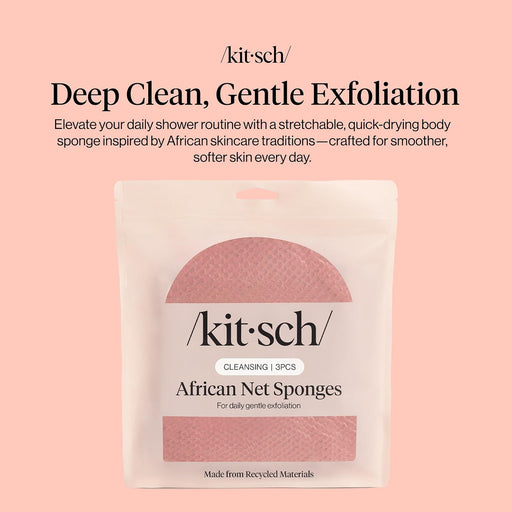 African Net Sponge – Exfoliating Body Scrubber – Berry Pink, 3 Pcs