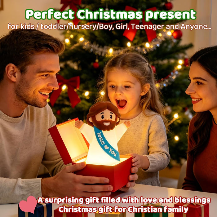 Jesus Night Light,Rechargeable Touch Silicone Bedside Jesus Lamp for kids