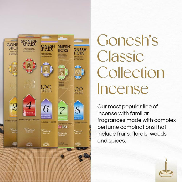 - Classic Incense Sticks Variety Pack - Non-Toxic 10” Slow Burn Aromatic Sticks - No. 2, 4, 6, 7 and 8-5 Packs of 20