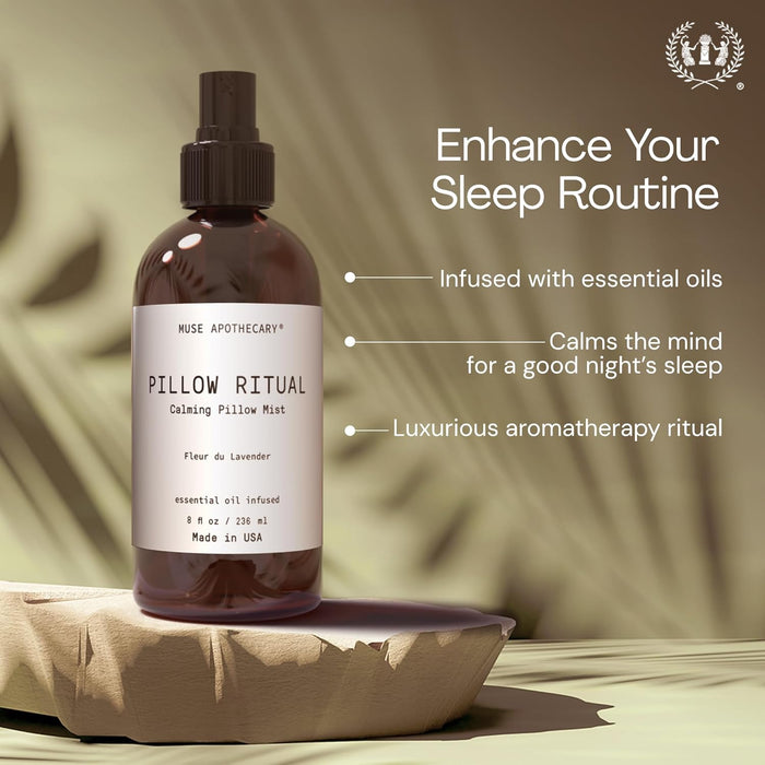 Pillow Ritual - Aromatic, Calming and Relaxing Pillow Mist, Linen and Fabric Spray - Infused with Natural Aromatherapy Essential Oils - 4 oz, Fleur du Lavender