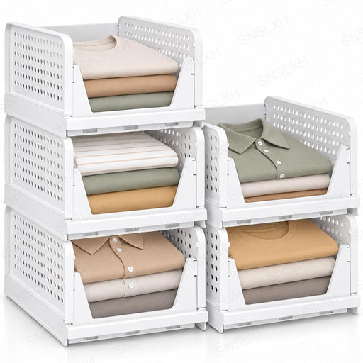 Closet Organizers and Storage, 5 Pack Stackable Closet Bins
