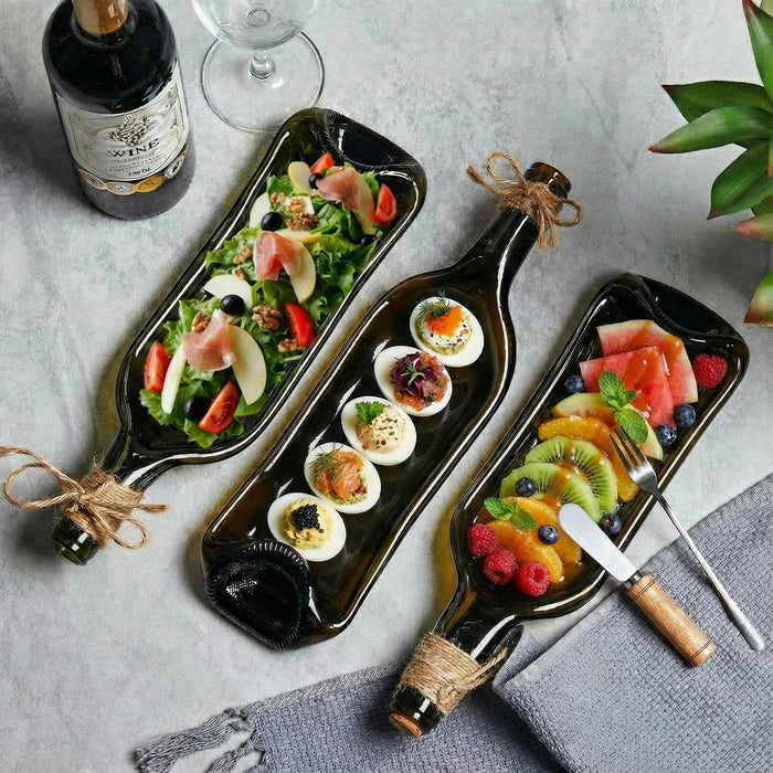 1 Pcs Wine Gifts Melted Serving Tray, Brown, Wine Bottle