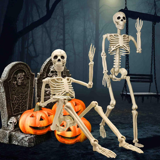 2 Pack 36"Halloween Skeleton - 3 ft Life Size Human Skeleton with Full Body Posable Joints Plastic Skeleton for Hallowee