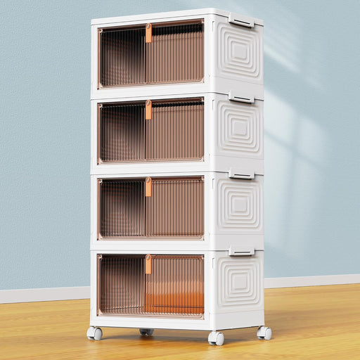 4 Tier Plastic Storage Bins with Lid 23QT, Stackable Storage Bins