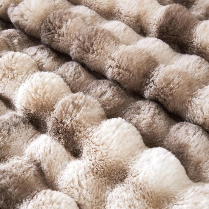 50"x60" Ultra-Soft Fuzzy Faux Fur Throw Blanket, Brown Tie Dye