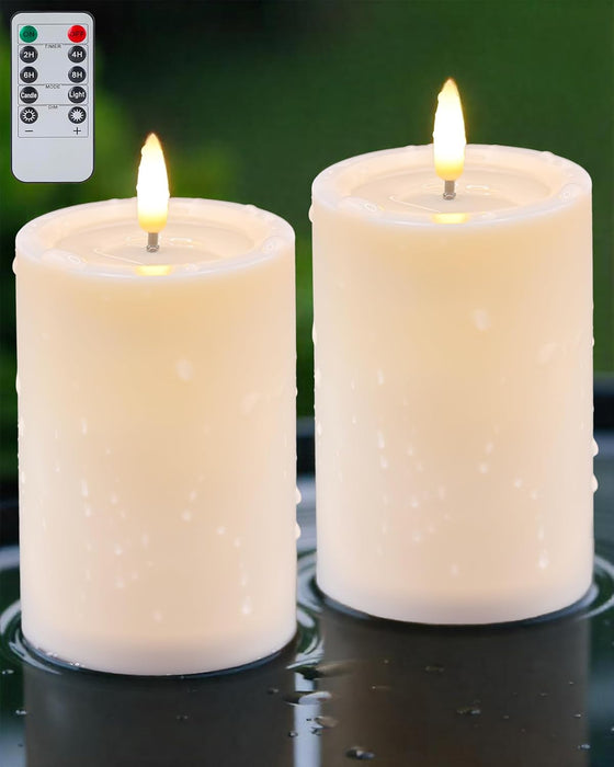 3"x4" Outdoor Waterproof Flameless Candles with Remote Timers Battery