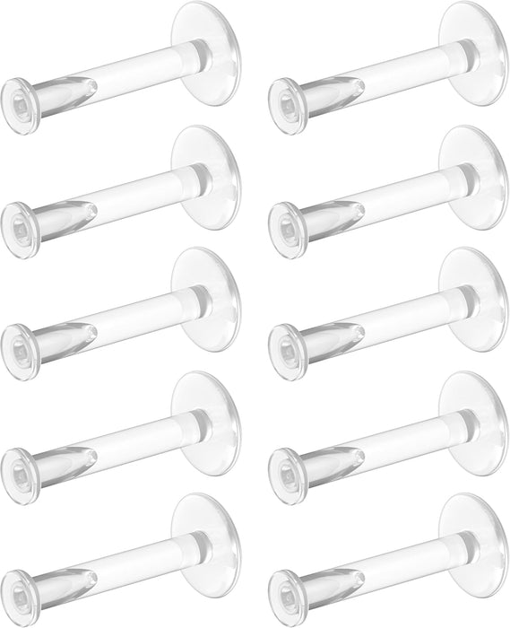 Bioflex Clear Earrings for Sports, Work, School, Surgery, MRI - Clear Piercing Jewelry Labret Studs for Ears, Cartilage, Helix, Tragus, Lip, Medusa, Monroe - Flat Push-In Plastic Earrings (16g, 18g) Piercing Retainers
