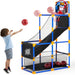 Arcade Basketball Game Set with 4 Balls and Hoop for Kids 3+ Years Old Indoor Outdoor Sport Play - Easy Set Up - Air Pum
